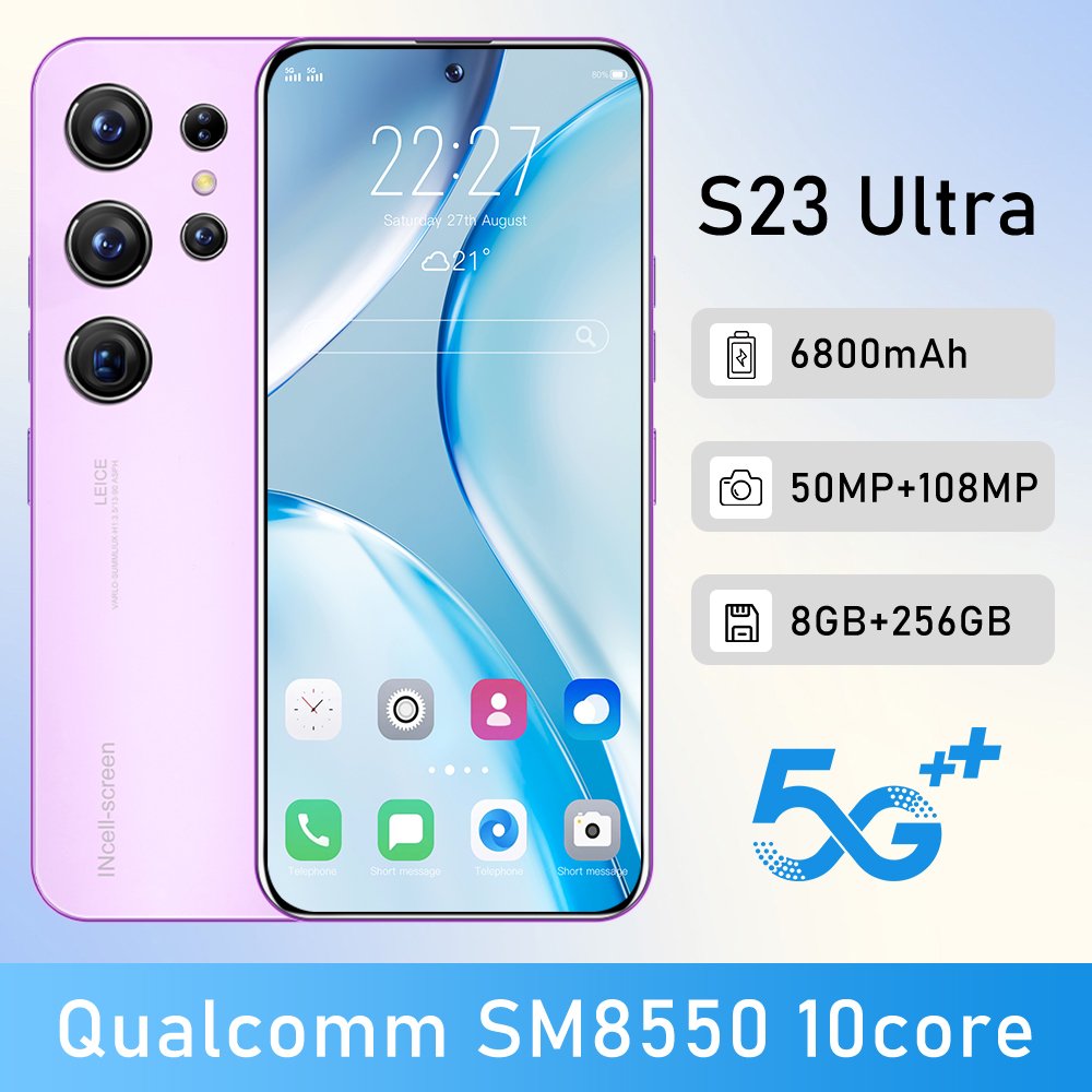 Popular New Mainstream Flagship Smartphone 23Ultra HD Screen 8+256 Memory Android Mobile Game Tiktok Video Phone Low Price